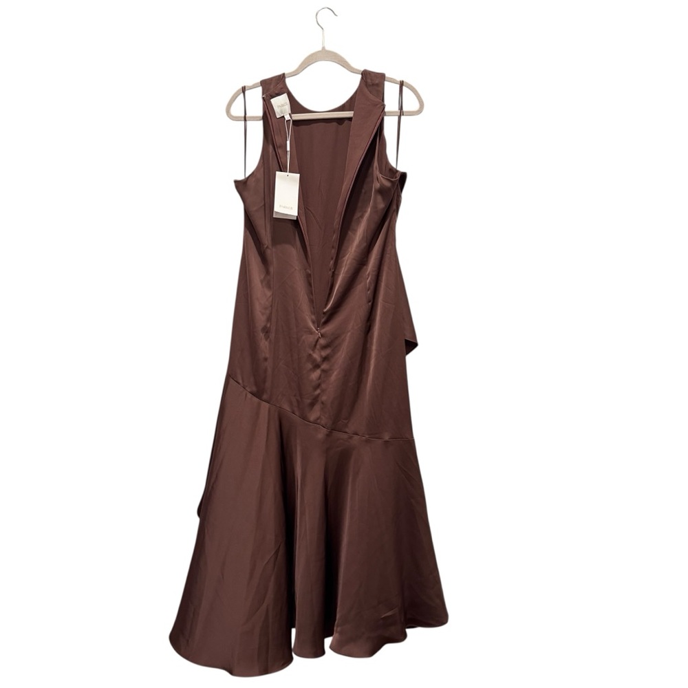 NWT Parker Angie Layered Ruffle Satin Maxi Dress Formal Wedding Brown Umber 12 - Picture 12 of 16